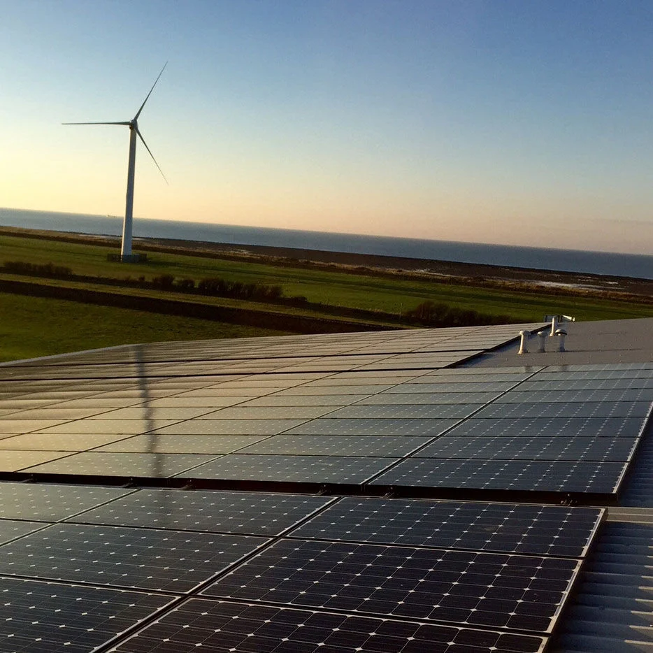 Windmills and solar panels